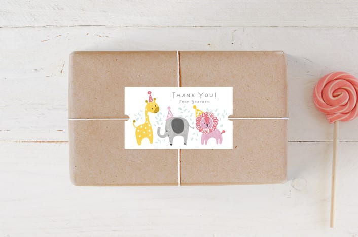"Jungle Party Animals" - Children's Birthday Party Stickers in Zoo by Sara Berrenson - Front