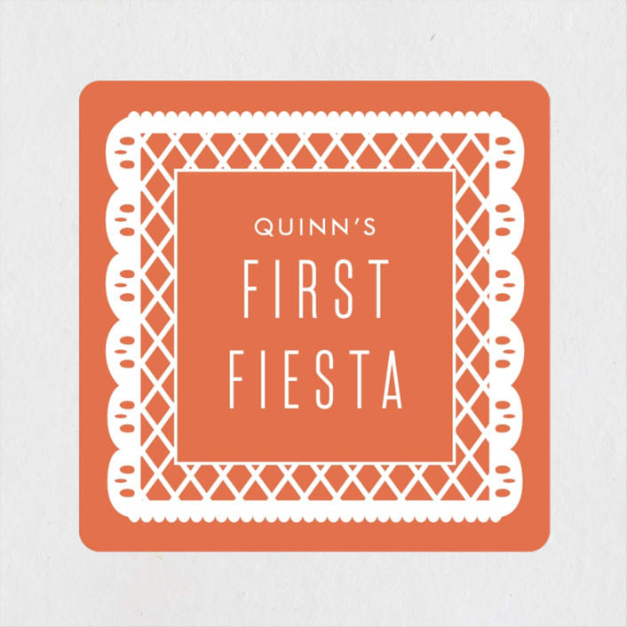 "First Fiesta" - Children's Birthday Party Stickers in Multi Bright by Julie Murray - Front