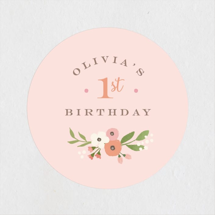 "Freshly cut flowers" - Children's Birthday Party Stickers in Carnation by Jennifer Wick - Front