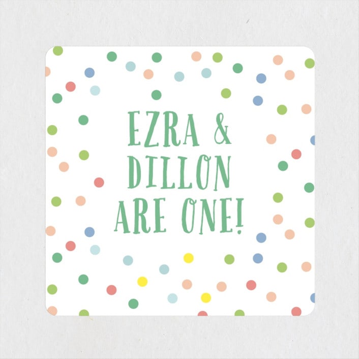 "Cupcake Topper" - Children's Birthday Party Stickers in Turquoise by Alethea and Ruth - Front