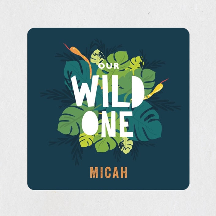 "Wilder" - Children's Birthday Party Stickers in Jungle by Bethany Anderson - Front