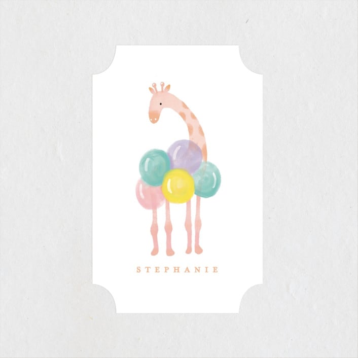 "Giraffe and Balloons" - Children's Birthday Party Stickers in Blush by iamtanya - Front