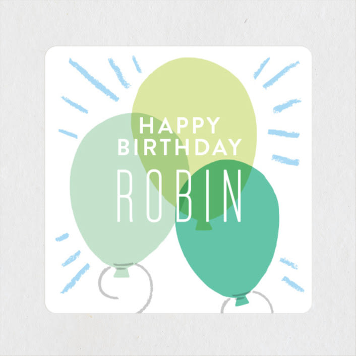 "balloon party" - Children's Birthday Party Stickers in Azure by Alethea and Ruth - Front