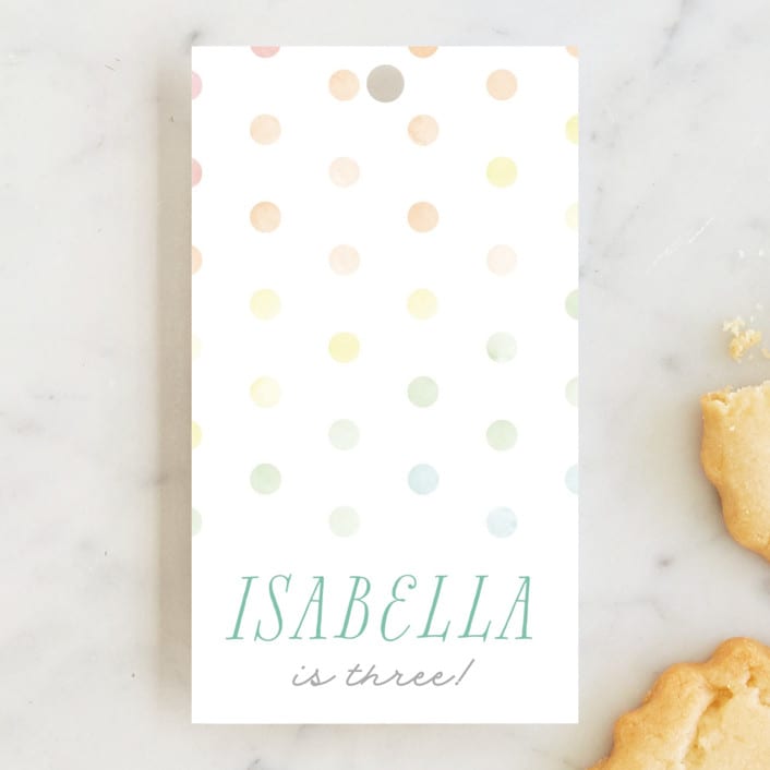 "Balloon Arch" - Children's Birthday Party Favor Tags in Rainbow by Robert and Stella - Front