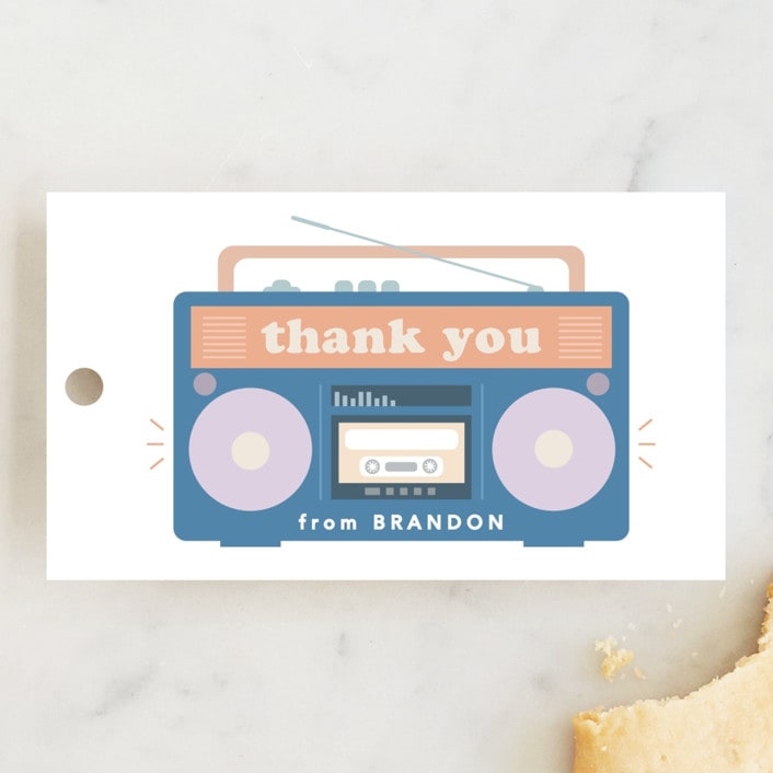 "Lets rock" - Children's Birthday Party Favor Tags in Denim by Creo Study - Front