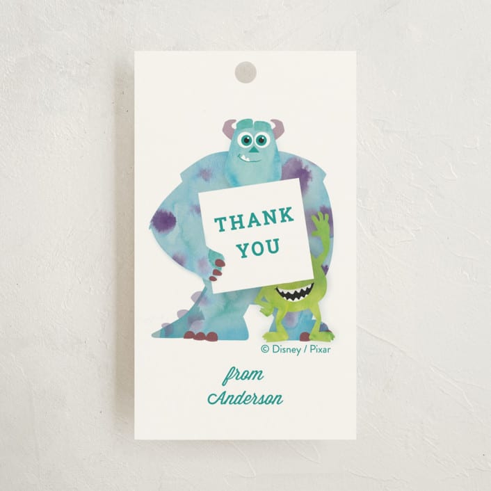 "Disney and Pixar's Monster's Inc Party" - Children's Birthday Party Favor Tags in Marshmallow by Holly Whitcomb - Front