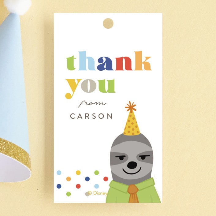"Disney's Zootopia Friends" - Children's Birthday Party Favor Tags in Sugar by Jessie Steury - Front