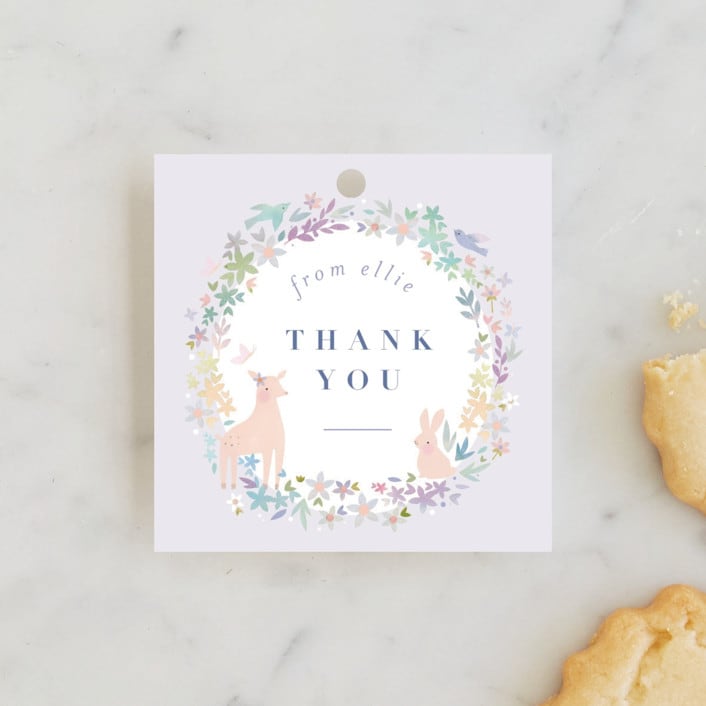 "Woodland" - Children's Birthday Party Favor Tags in Dusk by Lori Wemple - Front