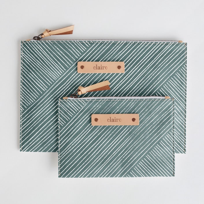 "Line Wrap" - Catch All Pouch Set in Cactus by Michelle Taylor - Catch-All Pouch Set