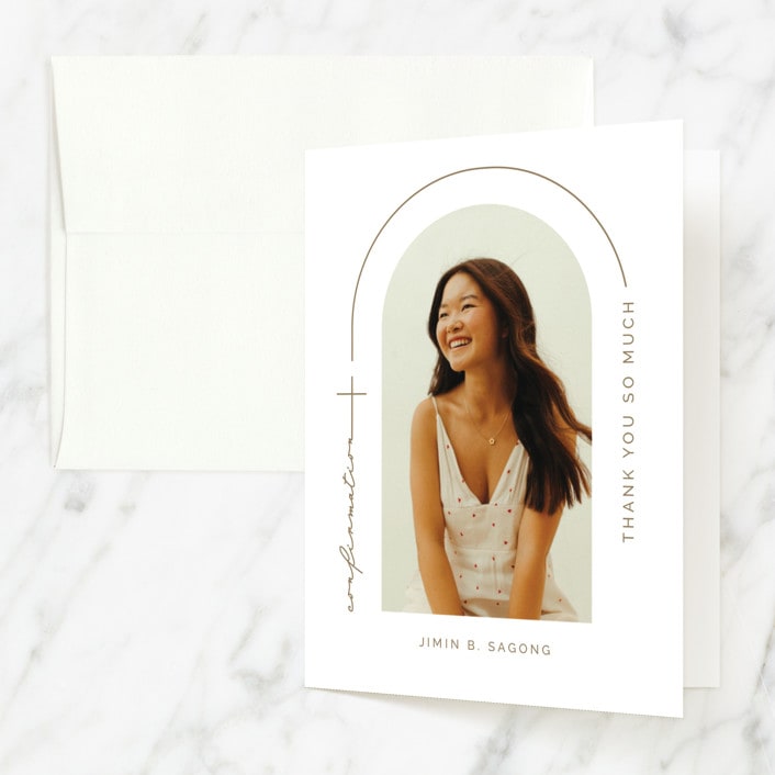 "Confirmation Arch" - Confirmation Thank You Cards in Sugar by FRANI - Front