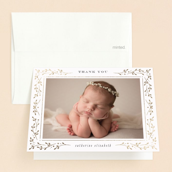 "Little angel" - Baptism and Christening Thank You Cards in Snow by Ana de Sousa - Front