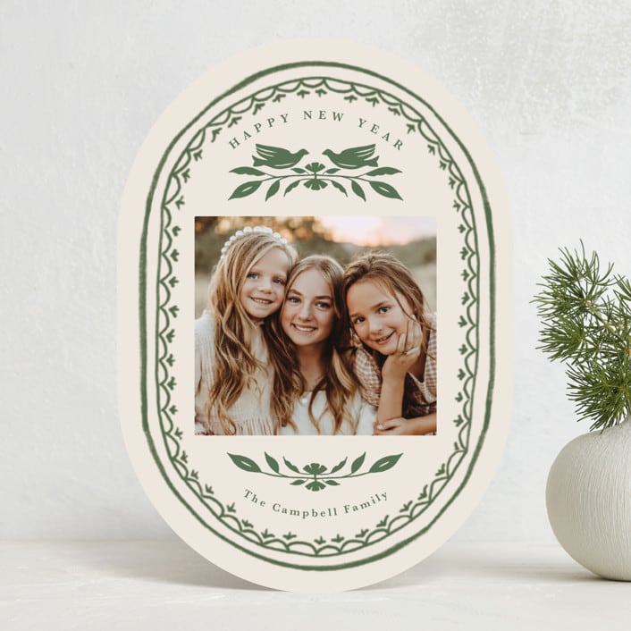 "Dove Banner" - Holiday Cards in Pine by Amy Kross - Front