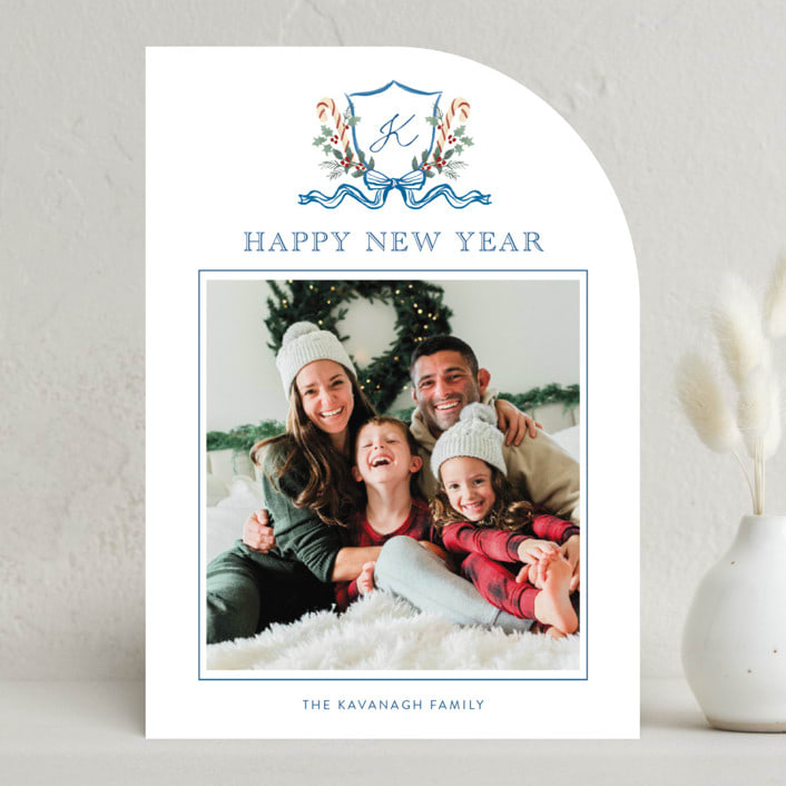 "Family Crest" - Holiday Cards in Blue Spruce by Cass Loh - Front