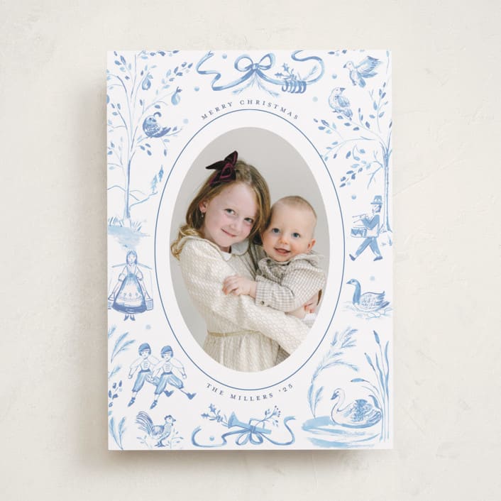 "12 Days of Christmas Toile" - Holiday Cards in Ice by Teju Reval - Front