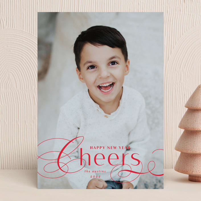 "Front Flourish" - Holiday Cards in Ruby by Lauren Chism - Front