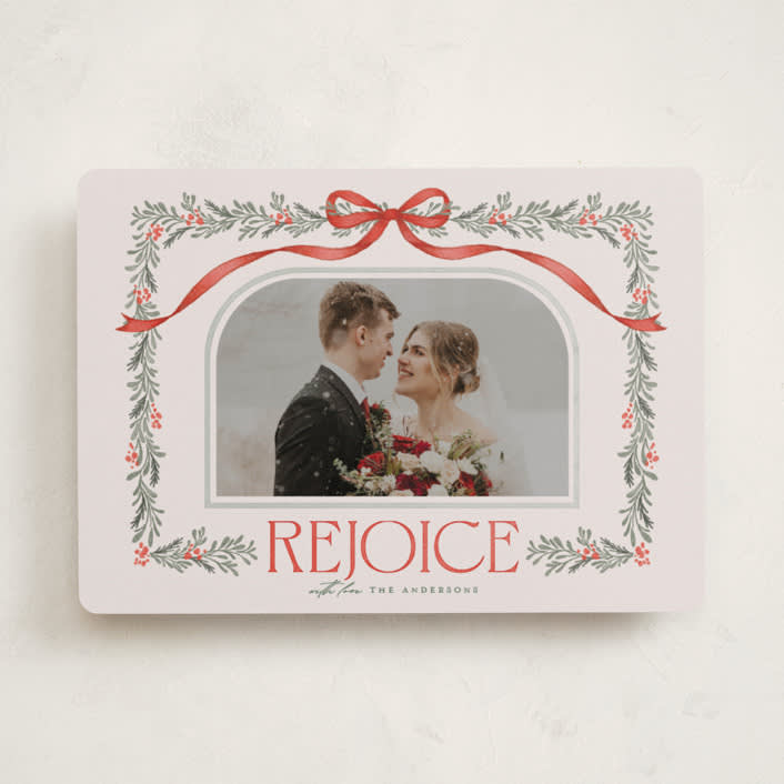 "Joyful-Bow" - Holiday Cards in Crimson by BR Designs - Front