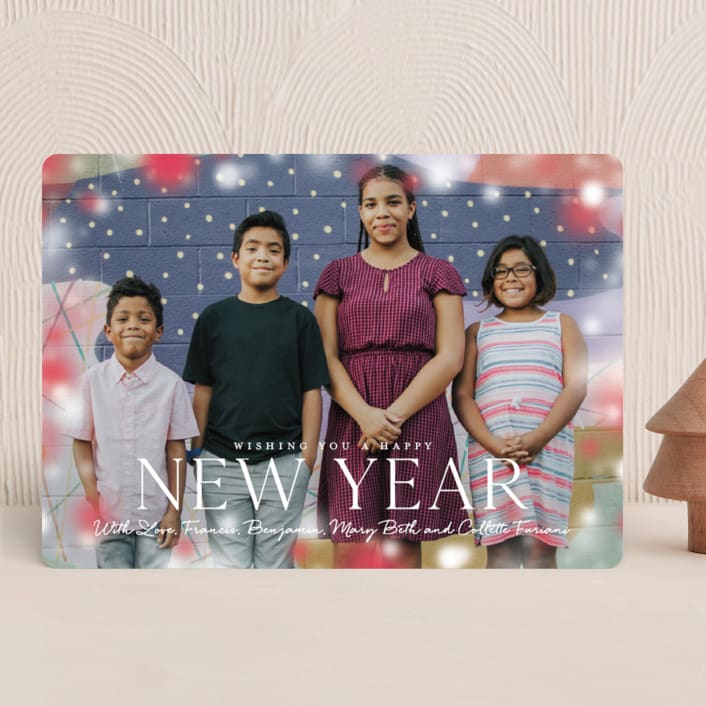"Brilliant Bokeh" - Holiday Cards in Rudolf's Nose by Melissa Egan of Pistols - Front