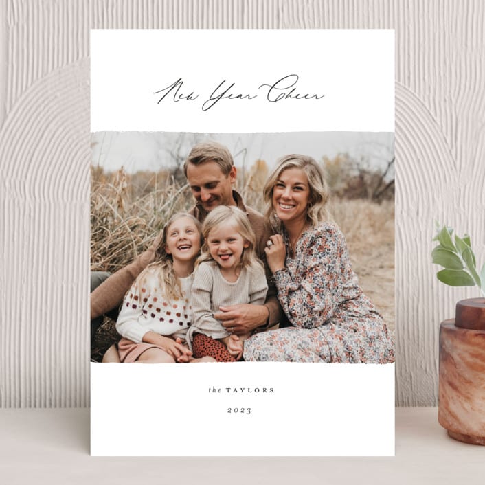 "Peace Simply" - Holiday Cards in Coal by Emily Betts - Front