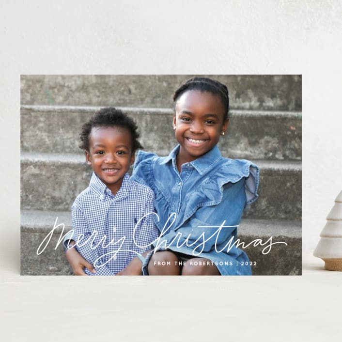 "Scripty Merry Christmas" - Holiday Cards in Silver Bells by Kristen Magee - Front