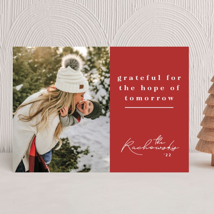"Grateful for These Moments" - Holiday Cards in Pomegranate by Lisa Assenmacher - Front