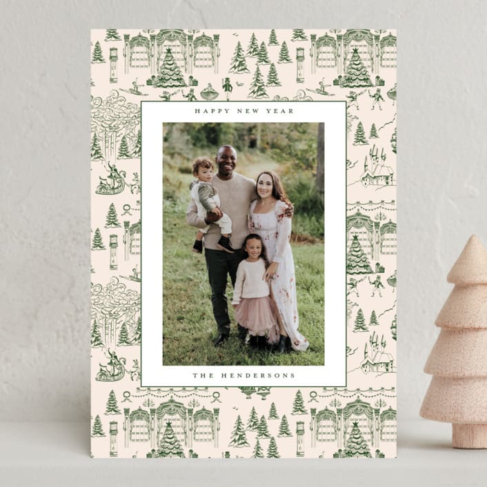 "Nutcracker Toile" - Holiday Cards in Fir by Teju Reval - Front