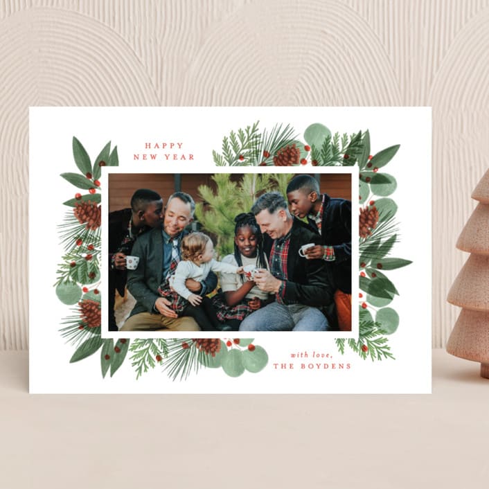 "Merry Holiday Greenery" - Holiday Cards in Holly by Brooke Chandler - Front