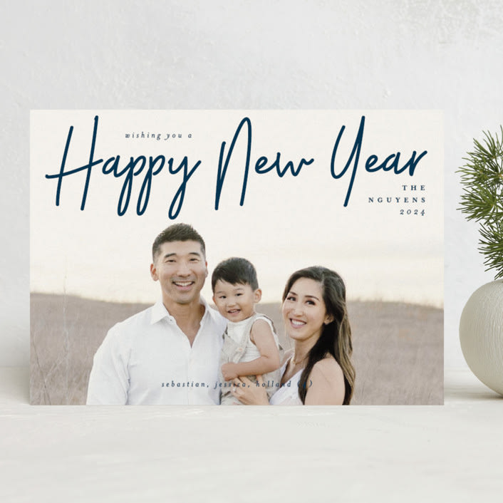 "A Signature Holiday" - Holiday Cards in Midnight by Liz Conley - Front