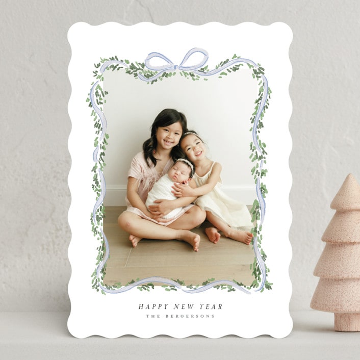 "Ribbonly Frame" - Holiday Cards in Juniper by Itsy Belle Studio - Front