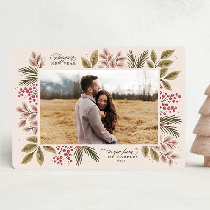 "Verdancy" - Holiday Cards in Plum by Kimberly Morgan - Front