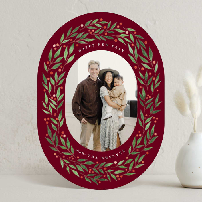 "Folksy Christmas" - Holiday Cards in Mulled Wine by Brooke Chandler - Front