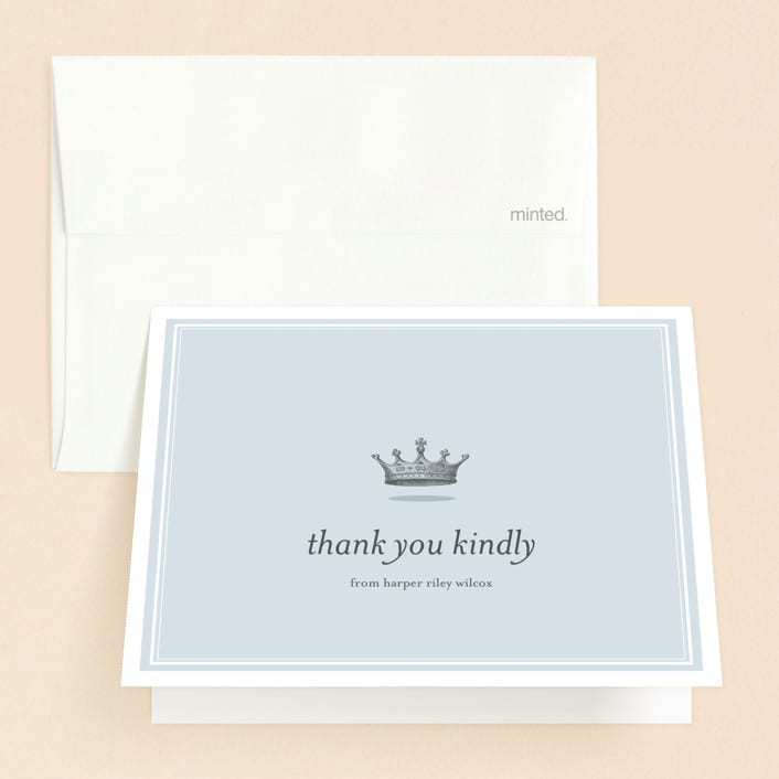 "Our Little Prince" - Baptism and Christening Thank You Cards in Argonaut by Katie Beth Owens - Front