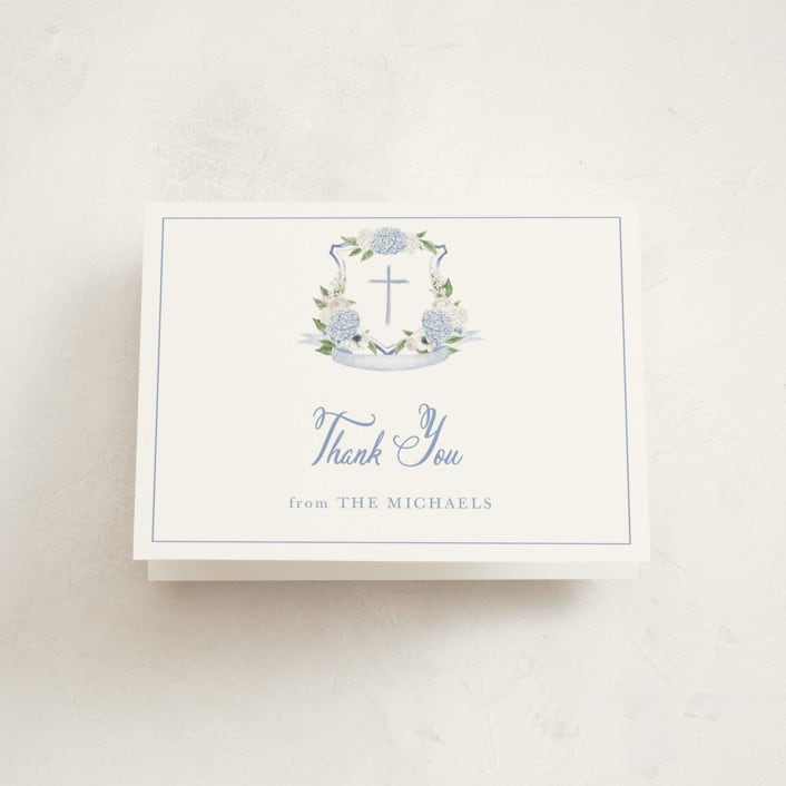 "Sweethearts" - Baptism and Christening Thank You Cards in Periwinkle by Design Lotus - Front