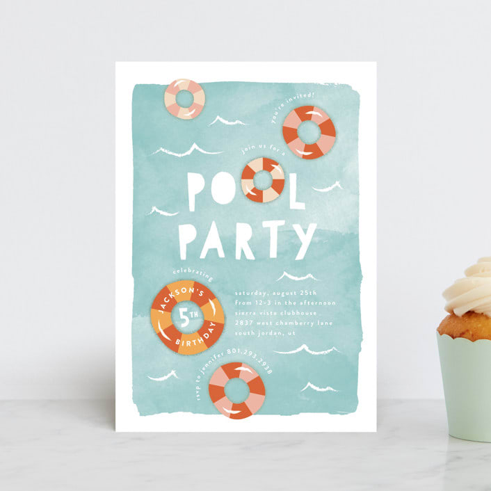 "Pool Party" - Children's Birthday Party Invitations in Palm Springs by Robert and Stella - Front