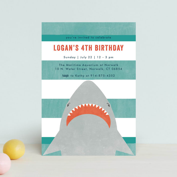 "Fin-tastic!" - Children's Birthday Party Invitations in Ocean by Annie Holmquist - Front