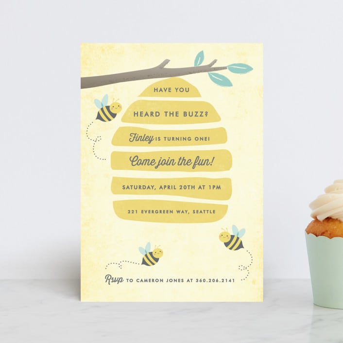 "Buzzing Beehive" - Children's Birthday Party Invitations in Daisy by Karidy Walker - Front