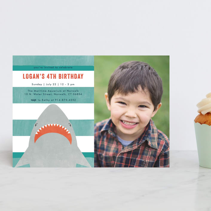 "Fin-tastic!" - Children's Birthday Party Invitations in Ocean by Annie Holmquist - Front