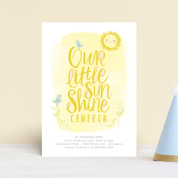 "Little Sunshine" - Children's Birthday Party Invitations in Daffodil by Karidy Walker - Front