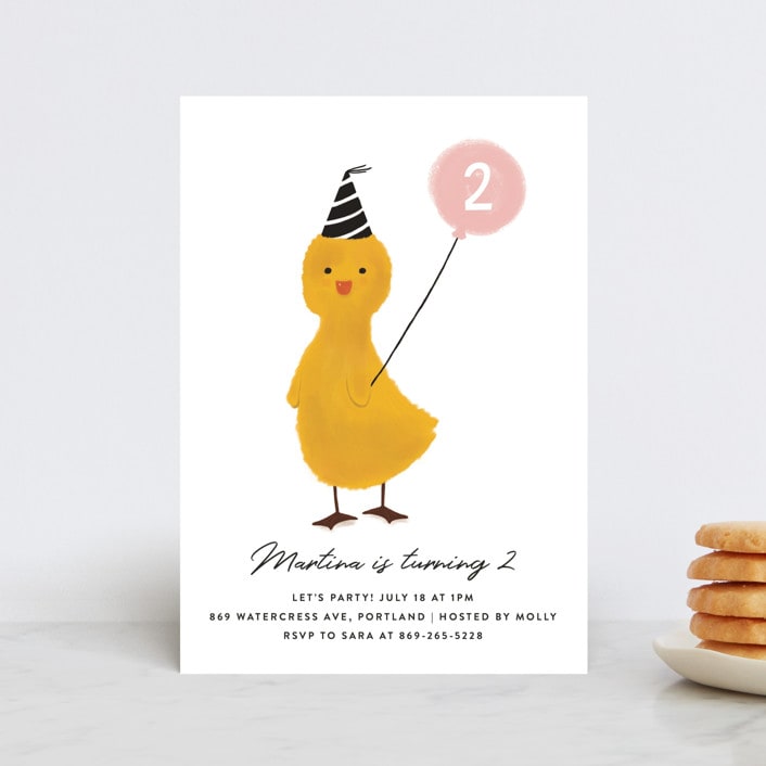 "Duckie Party" - Children's Birthday Party Invitations in Candy by Joanne James - Front