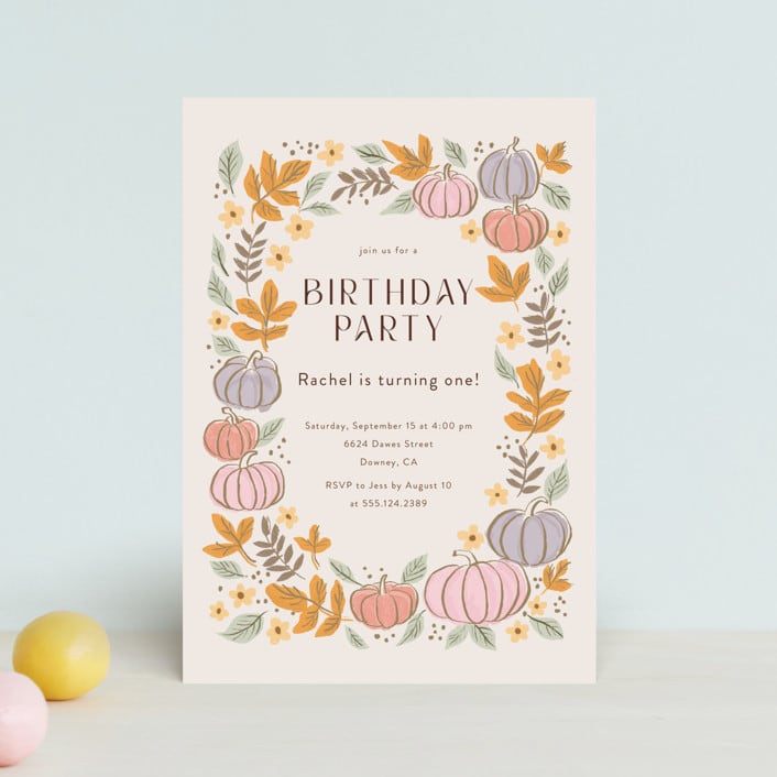 "pastel pampkins" - Children's Birthday Party Invitations in Pudding by Cass Loh - Front