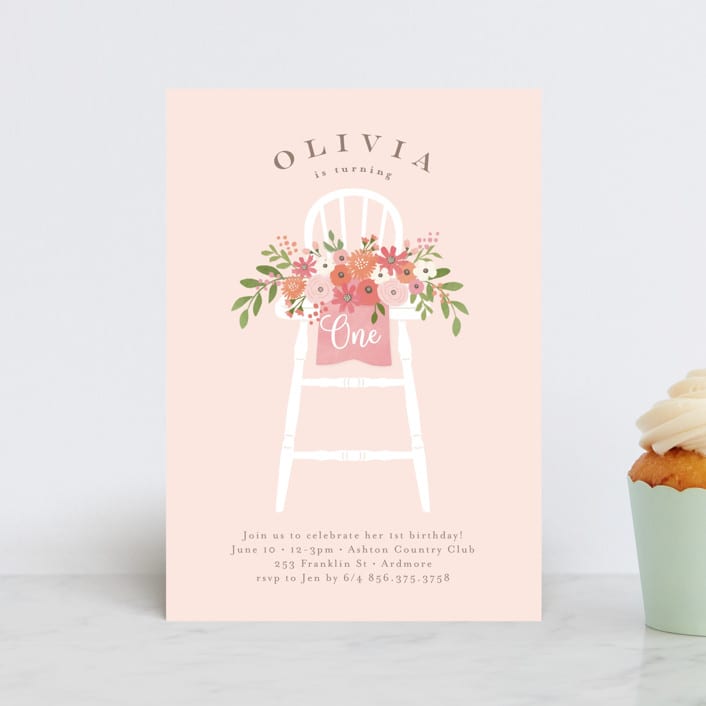 "Freshly cut flowers" - Children's Birthday Party Invitations in Carnation by Jennifer Wick - Front