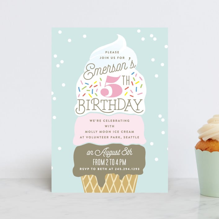 "Ice Cream Cone" - Children's Birthday Party Invitations in Frozen by Alethea and Ruth - Front