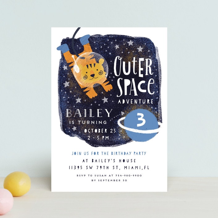 "Outer Space" - Children's Birthday Party Invitations in Northstar by iamtanya - Front