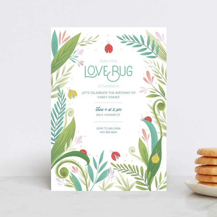 "Little Love Bug" - Children's Birthday Party Invitations in Ladybug by Gia Graham - Front
