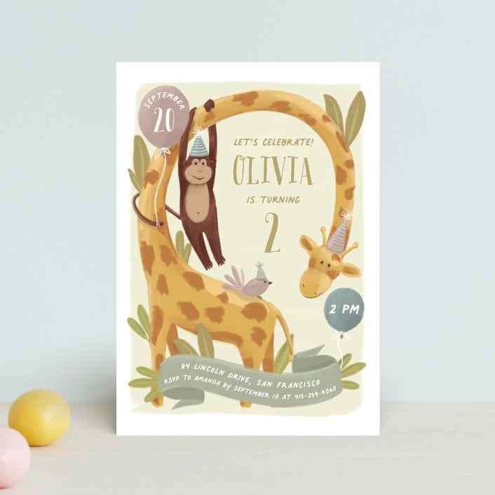 "Animals" - Children's Birthday Party Invitations in Toffee by Remioni - Front