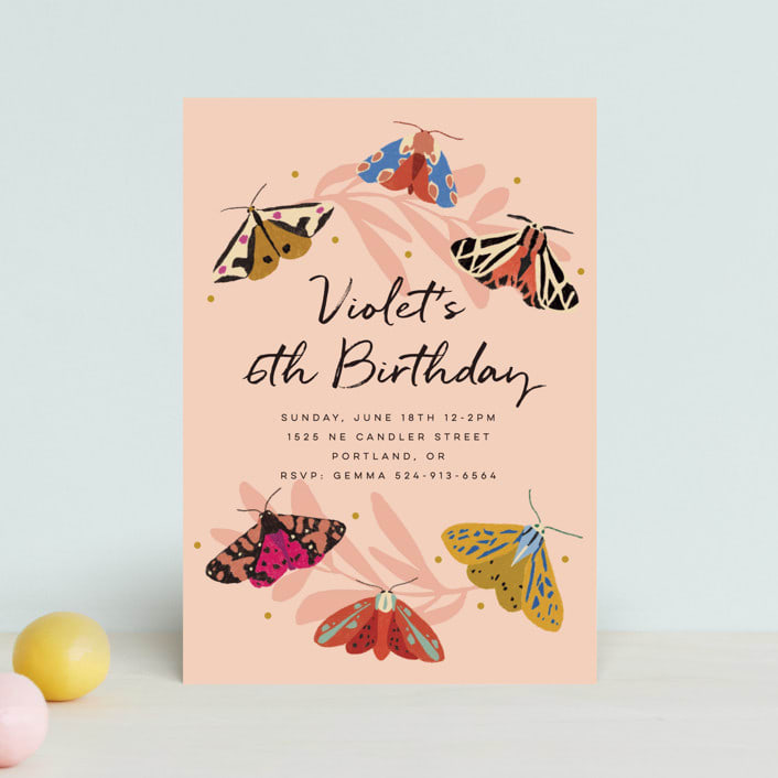 "Night Flight" - Children's Birthday Party Invitations in Blush by Morgan Kendall - Front