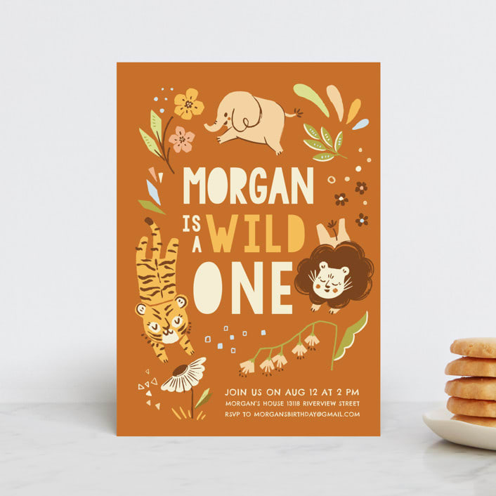 "Go Wild" - Children's Birthday Party Invitations in Amber by Vivian Yiwing - Front
