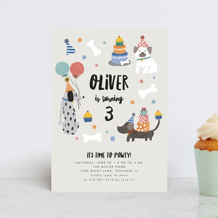 "Party Puppers" - Children's Birthday Party Invitations in Classic by Lehan Veenker - Front