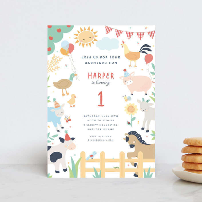 "barnyard fun" - Children's Birthday Party Invitations in Barn by peetie design - Front