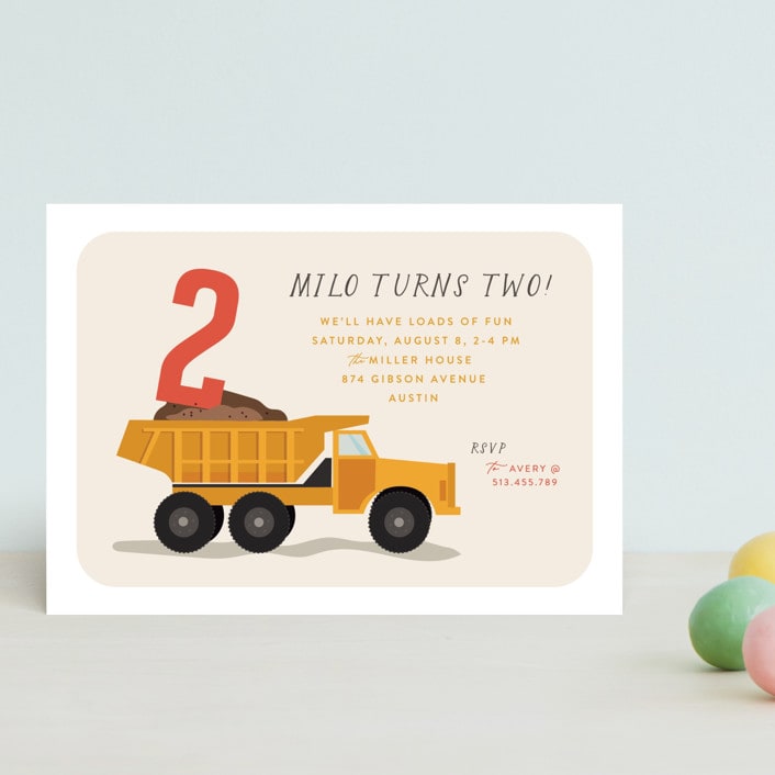 "loads of fun" - Children's Birthday Party Invitations in Dumptruck by Susan Zinader - Front