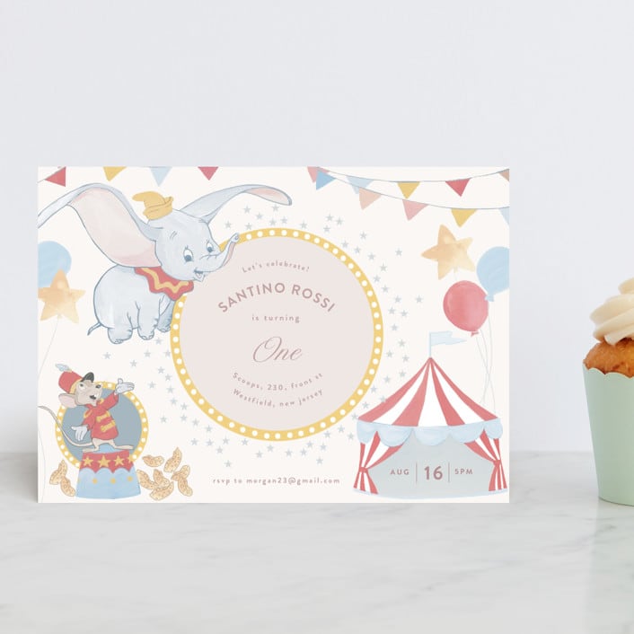 "Disney's Dumbo" - Children's Birthday Party Invitations in Sugar by Teju Reval - Front